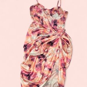 PrettyLittleThing Pink and Purple Tie-Dye dress